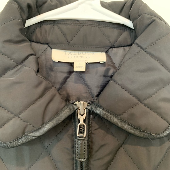 Talbots, black quilted, leather jacket with foe leather trim - Picture 3 of 8